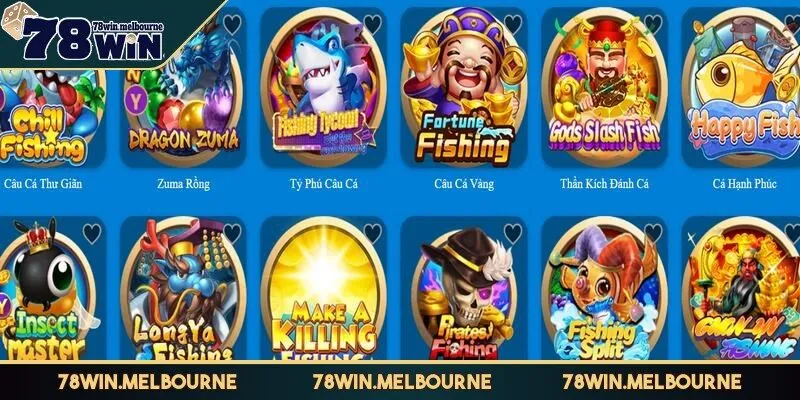 Nhà cái 78WIN hiện đang hợp tác với hơn 10 đơn vị phát hành game bắn cá