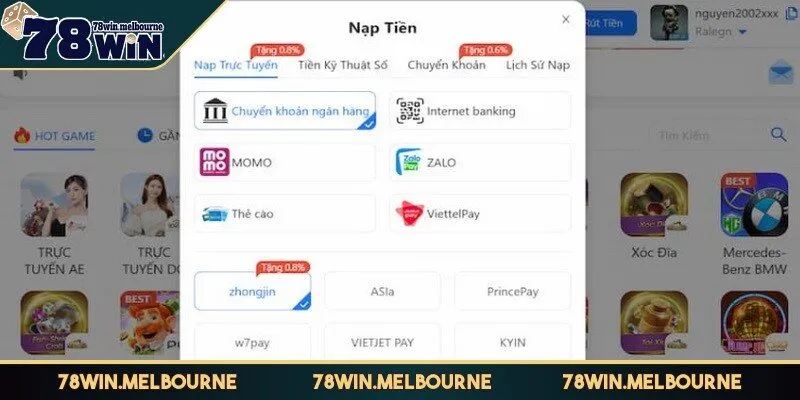 Hướng dẫn chi tiết cách đầy đủ nạp tiền 78WIN vào tài khoản