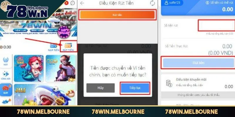 Điều kiện và quy định khi thực hiện rút tiền 78WIN